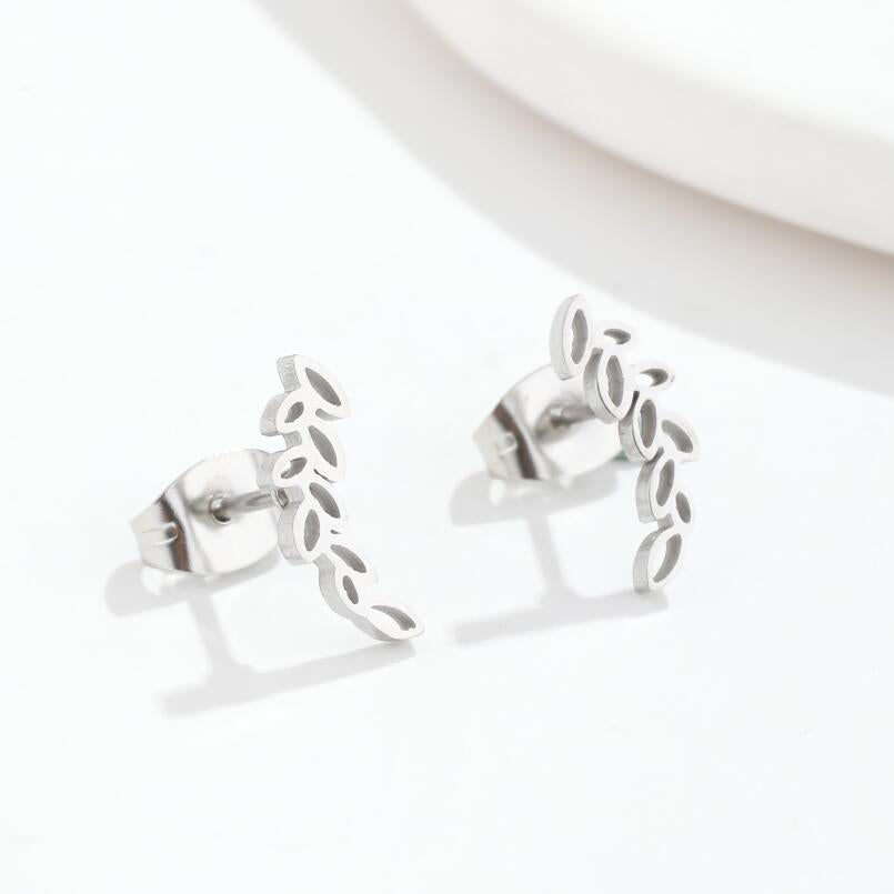 Wholesale Stainless Steel Leaves Ear Studs Earrings